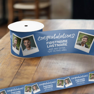 Gefeliciteerd met 2 fotocollage - Kan kleur bewerk Lint