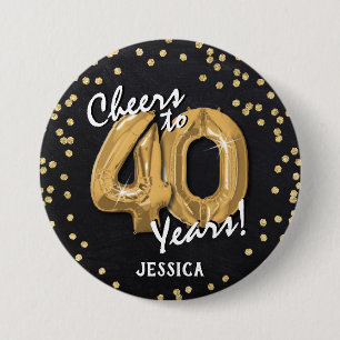 Gefeliciteerd met 40 Jaar! Ronde Button 7,6 Cm