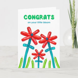 Gefeliciteerd met Adoption Balloon Flowers Kaart