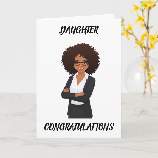 GEFELICITEERD MET "AFRO-AMERIKAANSE" DOCHTER KAART (Gele Bloem)