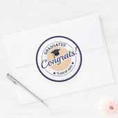 Gefeliciteerd met afstuderen aanpasbaar elegant ronde sticker (Envelop)