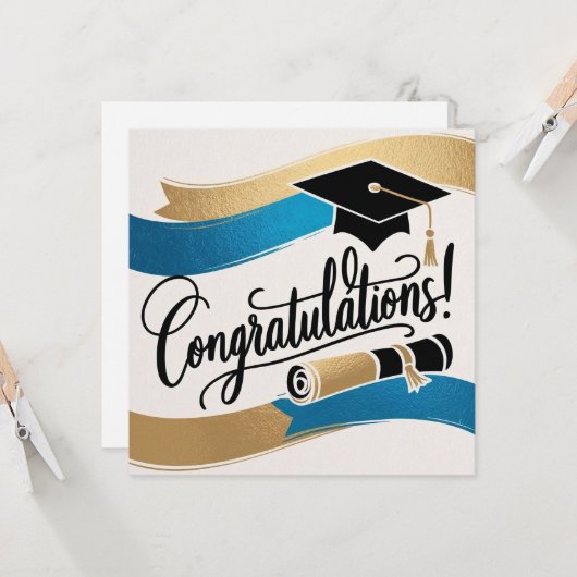 Gefeliciteerd met Afstuderen Card Kaart (Voorkant / Achterkant in situ)