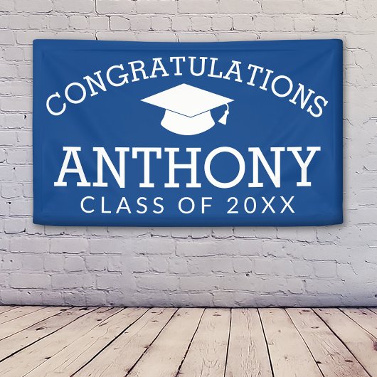 Gefeliciteerd met Afstuderen graduatiemap - blauw Spandoek