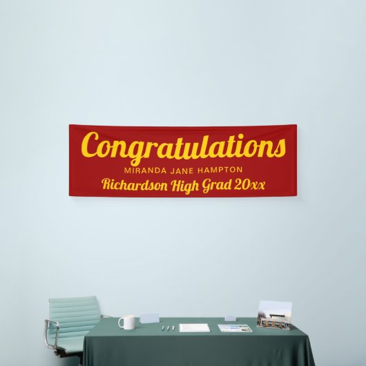 Gefeliciteerd met Afstuderen Red en Gold Banner (Beurs)
