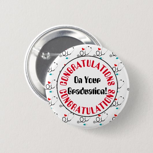 Gefeliciteerd met afstuderen verpleegster ronde button 5,7 cm (Voorkant /achterkant)