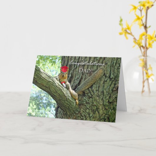Gefeliciteerd met Afstuderen voor pa Squirrel Kaart (Gele Bloem)