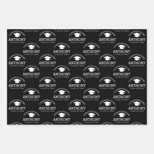 Gefeliciteerd met Afstuderen zwarte afkorting Inpakpapier Vel (Voorkant)