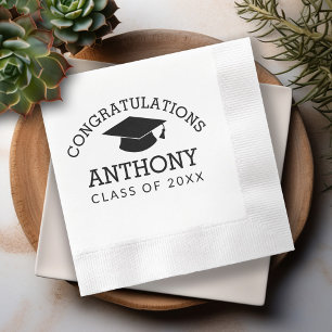 Gefeliciteerd met Afstuderen zwarte afkorting Servet
