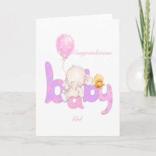 Gefeliciteerd met baby meisje kaart