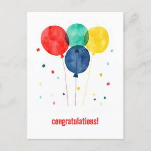 Gefeliciteerd met Ballonnen en Confetti Briefkaart
