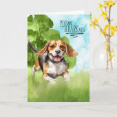 Gefeliciteerd met BARKable Beagle Dog Kaart (Gele Bloem)