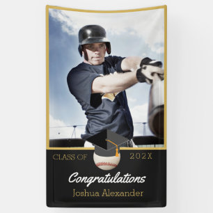 Gefeliciteerd met Baseball-speler op foto afstuder Spandoek