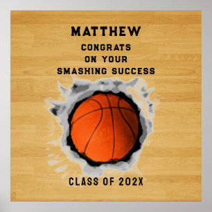 Gefeliciteerd met basketbal poster