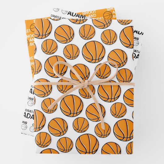 Gefeliciteerd met Basketball Wrapping Paper Sheets (In situ)