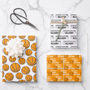Gefeliciteerd met Basketball Wrapping Paper Sheets