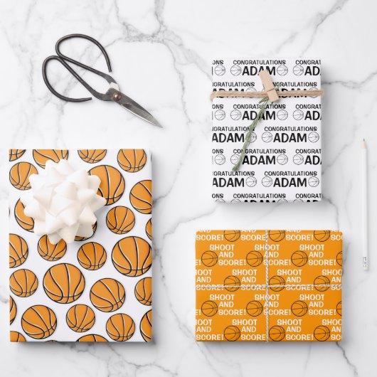 Gefeliciteerd met Basketball Wrapping Paper Sheets (Voorkant)