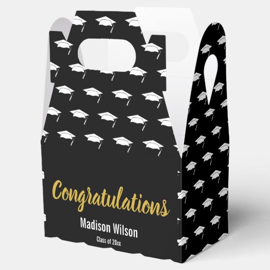 Gefeliciteerd met Black White & Gold Afstuderen Af Bedankdoosjes (Geopend)