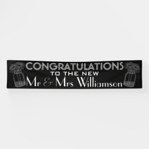 Gefeliciteerd met bruiloften: Chalkboard en Mason  Spandoek