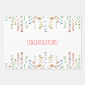 Gefeliciteerd met Confetti Streamers Gold Multicol Inpakpapier Vel (Voorkant 3)