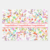 Gefeliciteerd met Confetti Streamers Gold Multicol Inpakpapier Vel (Voorkant 2)