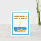 Gefeliciteerd met de 1e. soberheid donut kaars kaart (Voorkant)