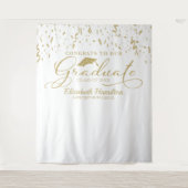 Gefeliciteerd Met De Afgestudeerde Gouden En Witte Wandkleed (Voorkant)