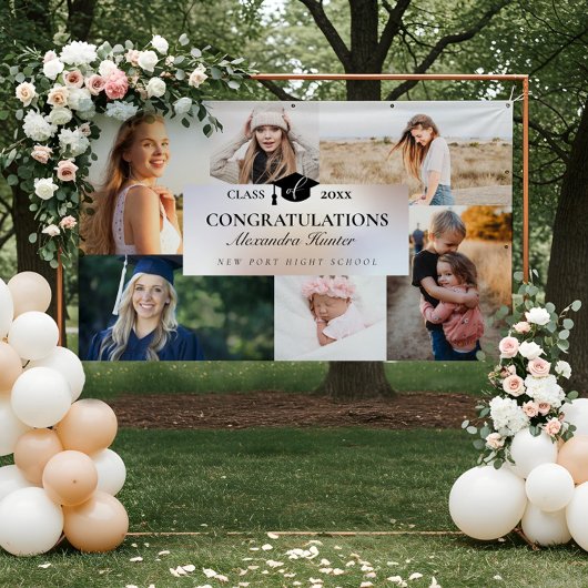 Gefeliciteerd met de Afstuderen 6 fotocollage Spandoek