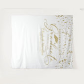 Gefeliciteerd met de Afstuderen gouden en witte ac Wandkleed (Voorkant (horizontaal))