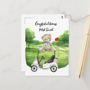 Gefeliciteerd met de baby golfer Het is een jongen Briefkaart