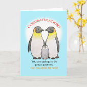 Gefeliciteerd met de baby pinguïn kaart (Gele Bloem)
