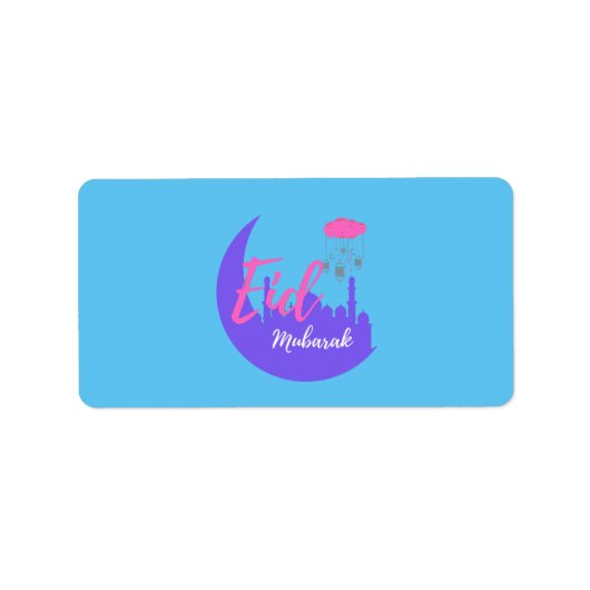 Gefeliciteerd met de ballon Eid Mubarak Etiket (Voorkant)