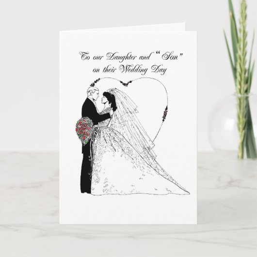 Gefeliciteerd met de bruiloft dochter en "zoon" kaart (Voorkant)