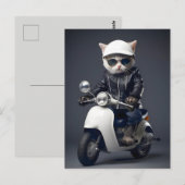 Gefeliciteerd met de Coole Scooter Kitty Briefkaart (Voorkant / Achterkant)
