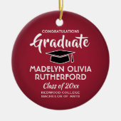 Gefeliciteerd met de foto van het Rode Afstuderen Keramisch Ornament (Voorkant)