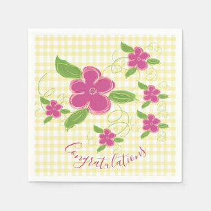 Gefeliciteerd met de Gele Pset Pink Floral Servet