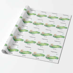 Gefeliciteerd met de golf baby cadeaupapier