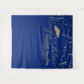 Gefeliciteerd met de gouden en blauwe Afstuderen a Wandkleed (Voorkant (horizontaal))