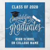 Gefeliciteerd met de Graduates School Graduation P Wijn Etiket (Enkel label)