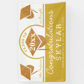 Gefeliciteerd met de Graduatie Cap Gold Fun Spandoek (Verticaal)