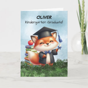 Gefeliciteerd met de kleuterafsluiting jongen vos kaart