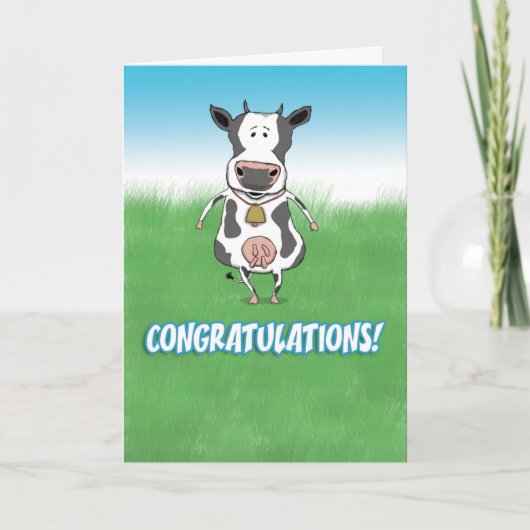 Gefeliciteerd met de Koe Cute en Funny in Field Kaart (Voorkant)