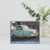 Gefeliciteerd met de nieuwe auto briefkaart (Staand voorkant)