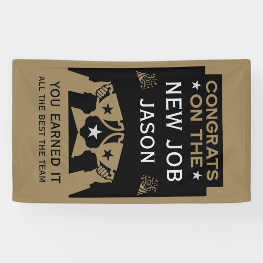 Gefeliciteerd met de Nieuwe Baan Goud Spandoek (Horizontaal)