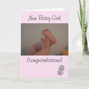 Gefeliciteerd met de nieuwe baby meisje Roze Ratel Kaart
