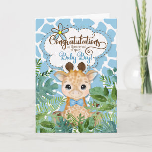 Gefeliciteerd met de nieuwe babyjongen Blue Giraff Kaart