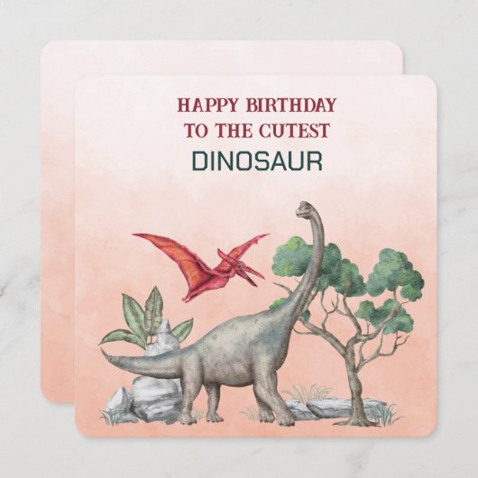 Gefeliciteerd met de Schattigee DINOSAURUS (Voorkant / Achterkant)