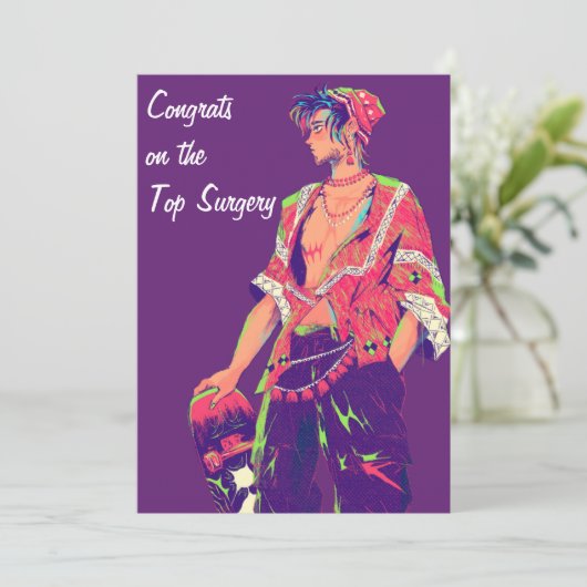 Gefeliciteerd met de Top Surgery FTM Feestdagenkaart (Staand voorkant)