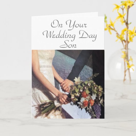 GEFELICITEERD MET DE TROUWDAG **ZOON** KAART (Gele Bloem)