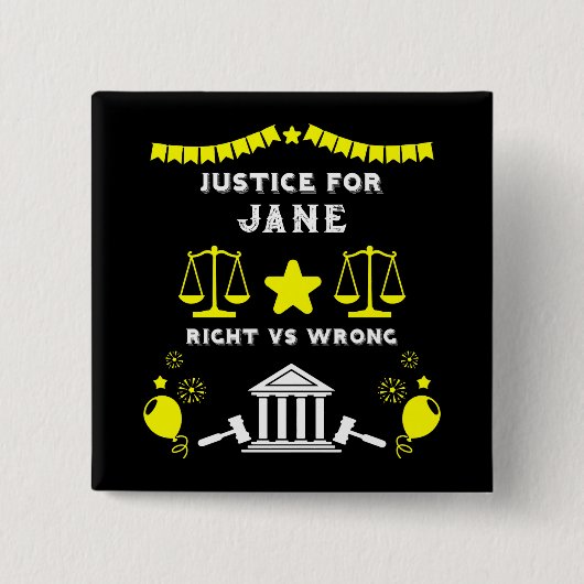 Gefeliciteerd met de uitspraak van het Hof Vierkante Button 5,1 Cm (Voorkant)