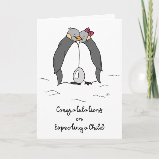 Gefeliciteerd met de verwachte baby Cute Pinguïns  Kaart (Voorkant)